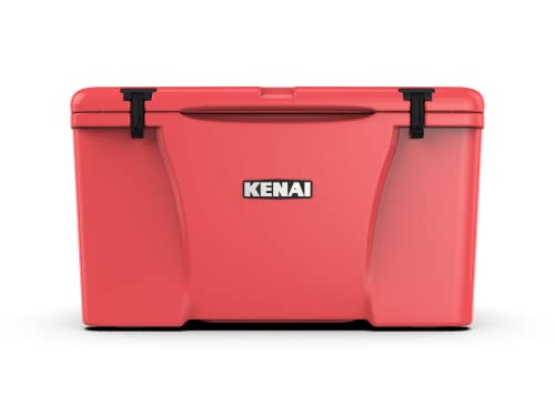 KENAI 65 Cooler | 65 qt Ice Chest Durable Rotomolded Insulated | Made in USA | Warranty for Life | for Beach Boat Camping Fishing Hunting | K65 | Coral