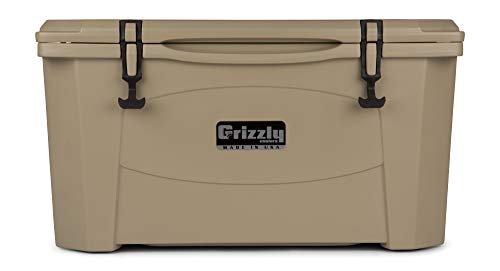 Grizzly 60 Cooler | 60 qt Ice Chest Durable Rotomolded Insulated | Made in USA | Warranty for Life | For Beach Boat Camping Fishing Hunting | G60 | Tan
