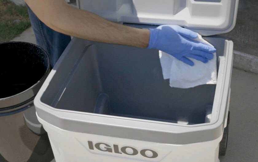 cleaning a cooler before storing it